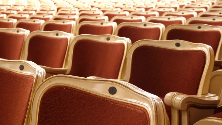 Rows of empty cinema seats